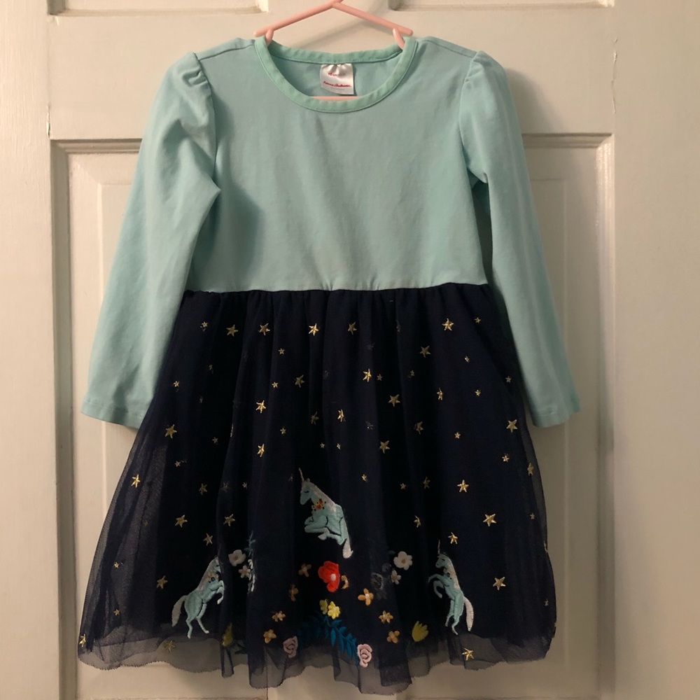 Hanna Andersson unicorn embroidered tulle dress